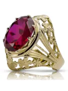 Yellow 8k gold Ruby ring vrc031x-rb Vintage style Art Deco USSR Soviet Russian style